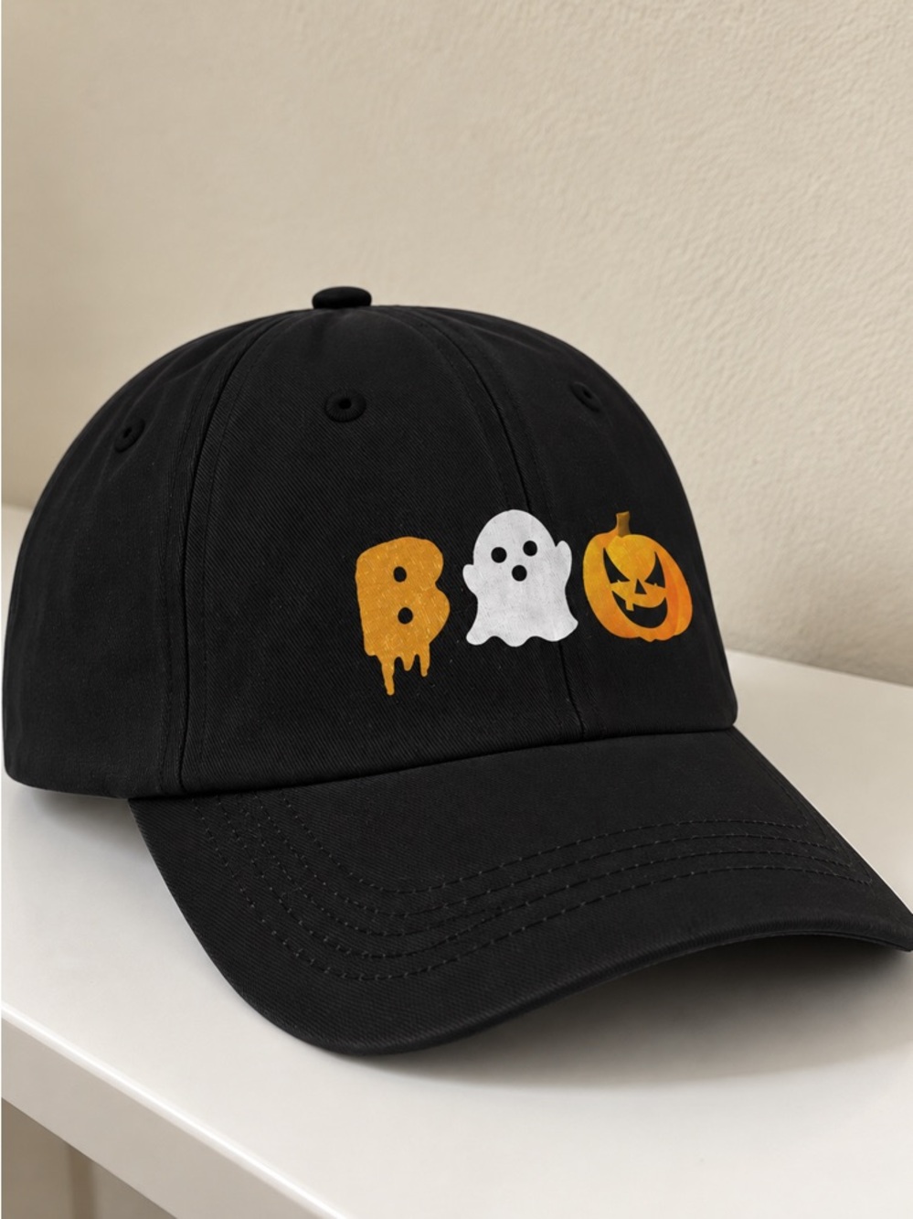 Boo Pumpkin Halloween Black Classic Dad Hat - Picture 2 of 3